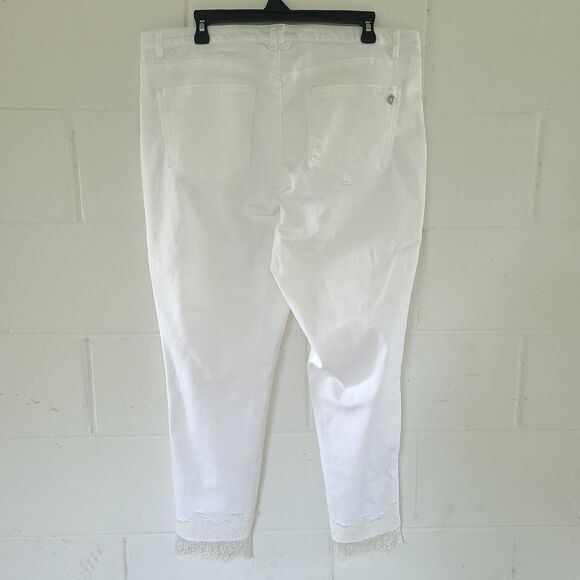 Democracy Ab Technology Ankle Jeans Womens 16 White High Rise Stretch Lace Ankle - Picture 15 of 16